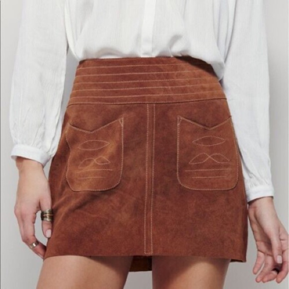 Free People Modern Love real suede mini skirt